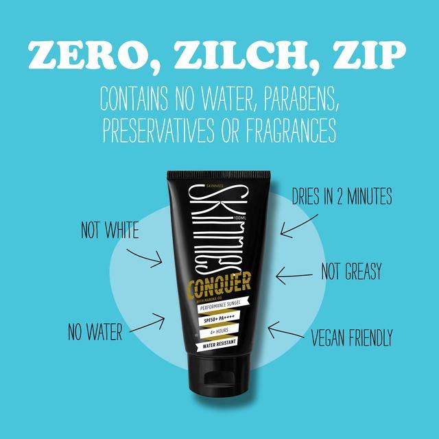 Skinnies SPF 50+ Sunscreen Sungel Conquer Vegan   100ml