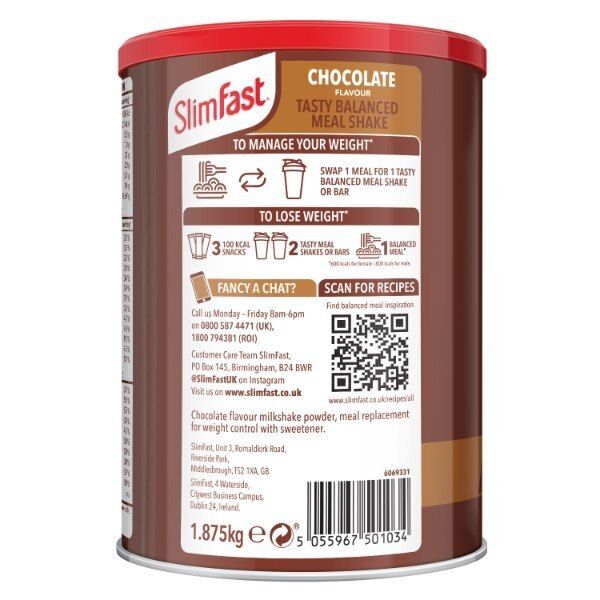 SlimFast Powder 50 Servings Chocolate 1.875kg