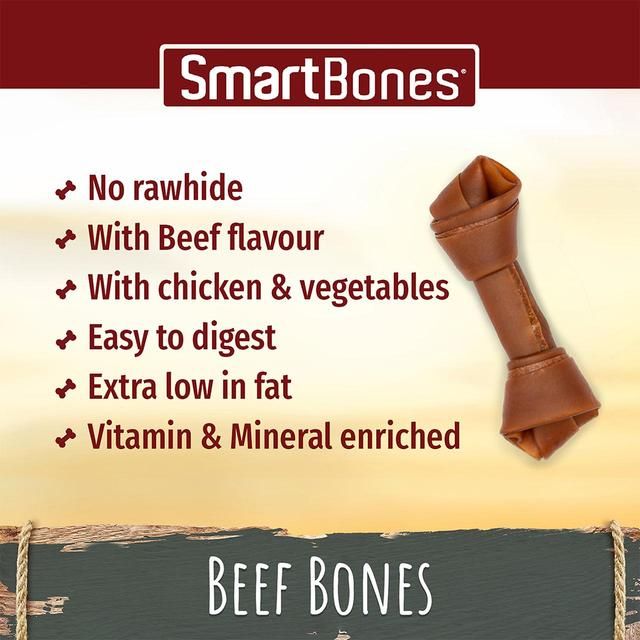 SmartBones 8 Mini Beef Rawhide Free Bones Dog Treats   128g