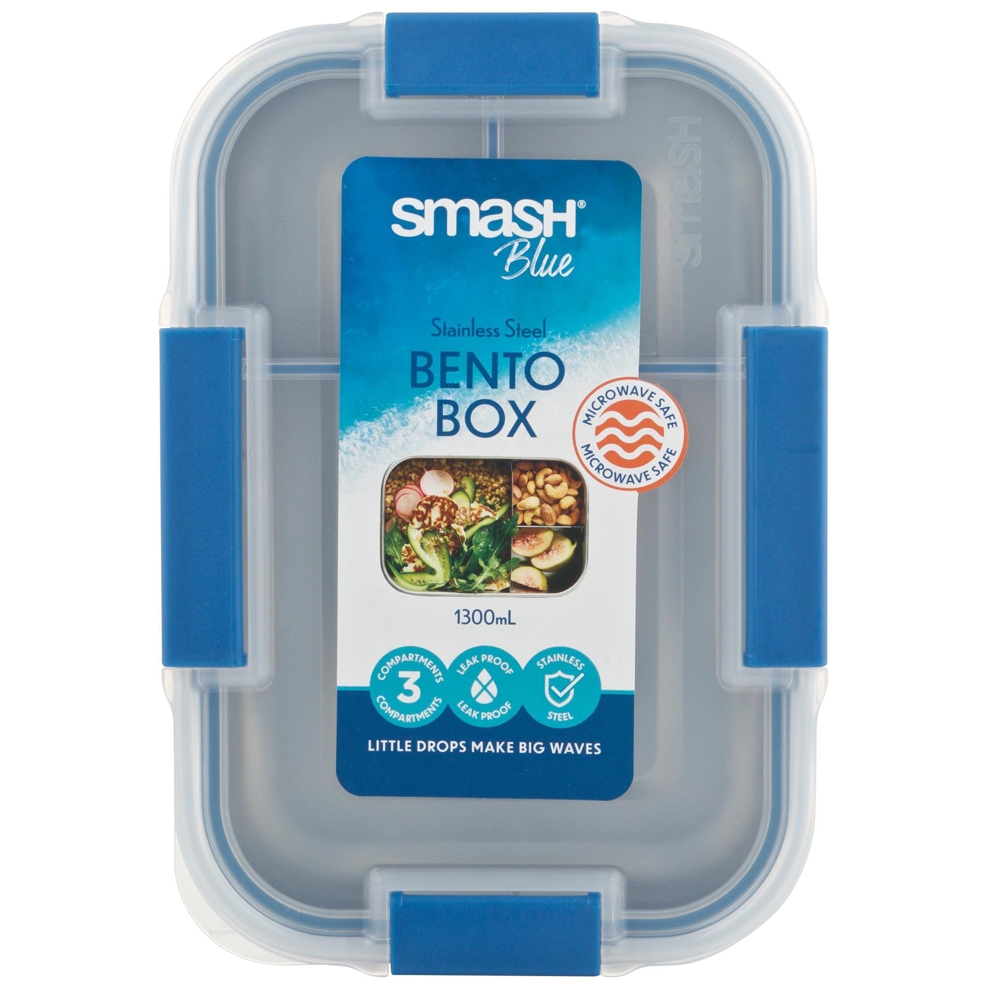 Smash Stainless Steel Bento with Polypropylene Lid Blue