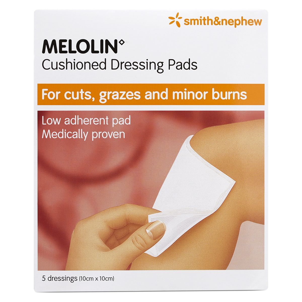 Smith &amp;amp; Nephew Melolin Cushioned Dressing Pads - 5 dressings (10 x10)