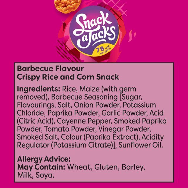 Snack a Jacks Sizzling Barbecue Multipack Rice Cakes   5 per pack