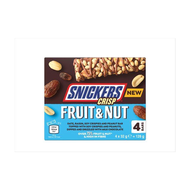 Snickers Crisp Fruit &amp;amp; Nut Chocolate Multipack Bars   4 x 32g