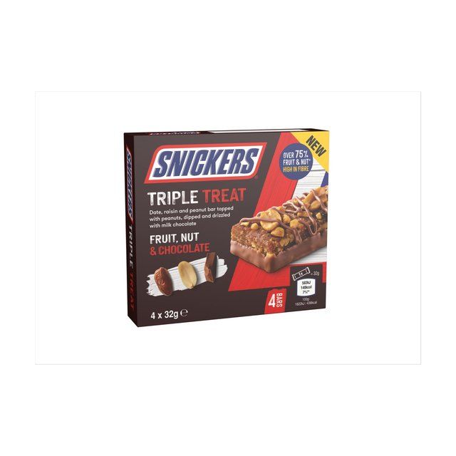 Snickers Fruit &amp;amp; Nut Milk Chocolate Snack Bars Multipack   128g
