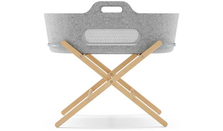 Snuz Baskit Moses Basket &amp;amp; Natural Stand - Light Grey