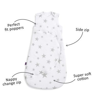 SnuzPouch 1.0 Tog Baby Sleeping Bag - Grey Star, 0-6 Months