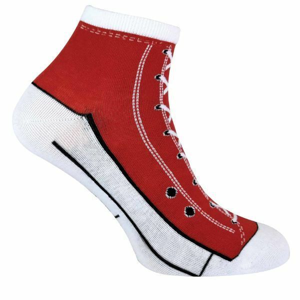 Sock Snob 2 Pairs Cotton Socks That Look Like Shoes 6-11 UK Red / 3EA