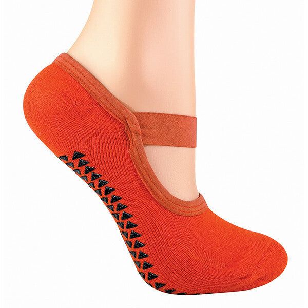 Sock Snob 2 Pairs Ladies Non Slip Yoga Socks 4-8 UK Orange / 2EA
