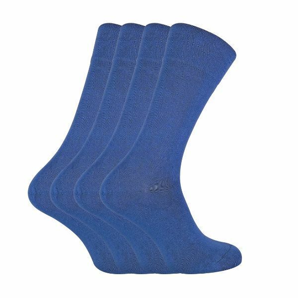 Sock Snob 4 Pairs Mens Soft Bamboo Crew Socks 7-11 UK Denim / 4EA