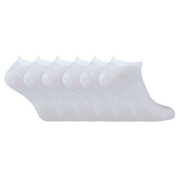 Sock Snob 6 Pairs Cotton Rich Trainer Socks 6-11 UK White / 6EA