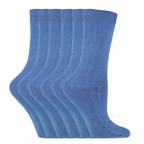 Sock Snob 6 Pairs Ladies Plain Coloured Cotton Socks 4-7 UK PL30 Denim Blue / 6EA