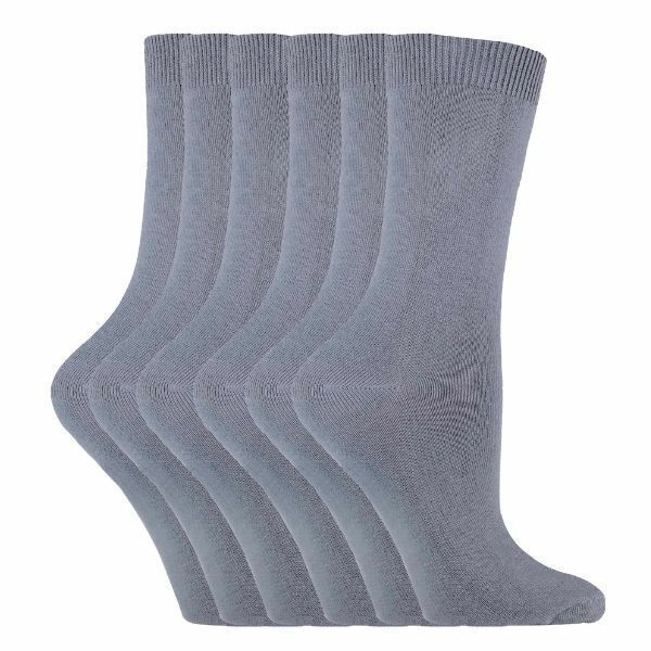 Sock Snob 6 Pairs Ladies Plain Coloured Cotton Socks 4-7 UK PL30 Platinum / 6EA