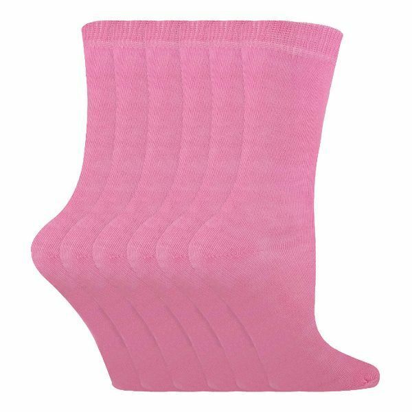 Sock Snob 6 Pk Childrens Solid Colour Cotton Socks 12-3 UK Pink / 6EA