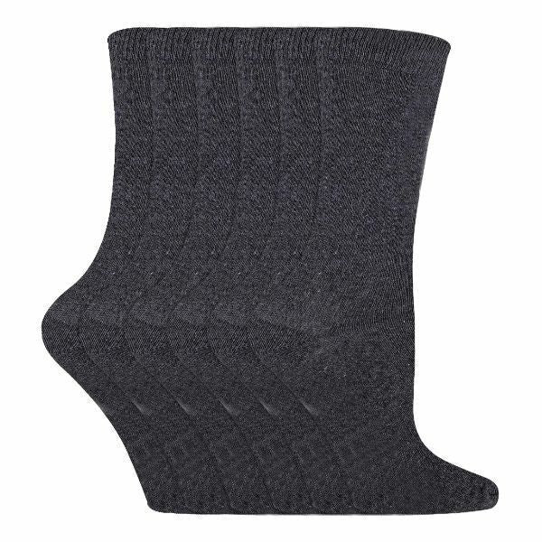 Sock Snob 6 Pk Childrens Solid Colour Cotton Socks 9-12 UK Grey / 6EA