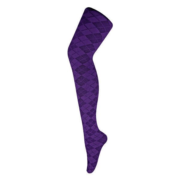 Sock Snob Ladies 80 Denier Opaque Patterned Tights 8-14 UK Argyle Imperial Purple