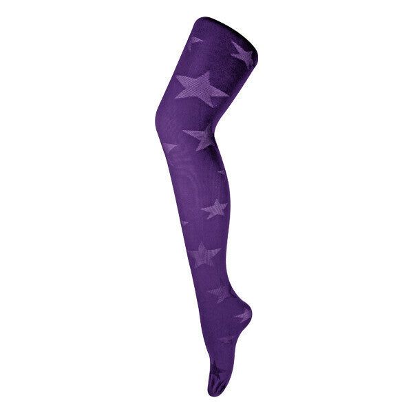 Sock Snob Ladies 80 Denier Opaque Patterned Tights 8-14 UK Star Imperial Purple