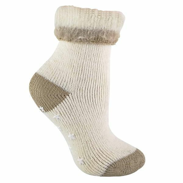 Sock Snob Ladies Alpaca Wool Blend Slipper Socks 4-8 UK Beige / 1EA