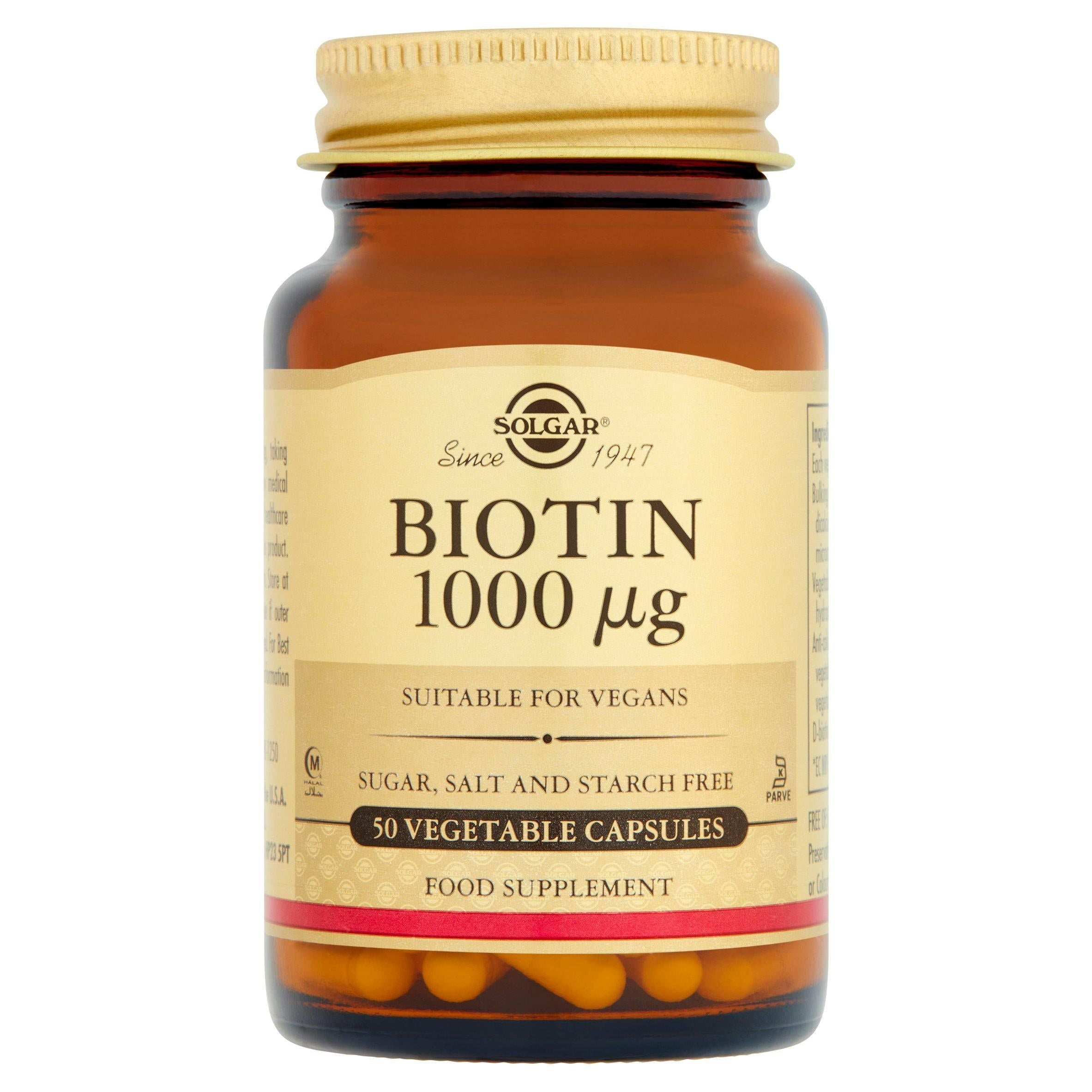 Solgar Biotin 1000&amp;micro;g Vegetable Capsules x50