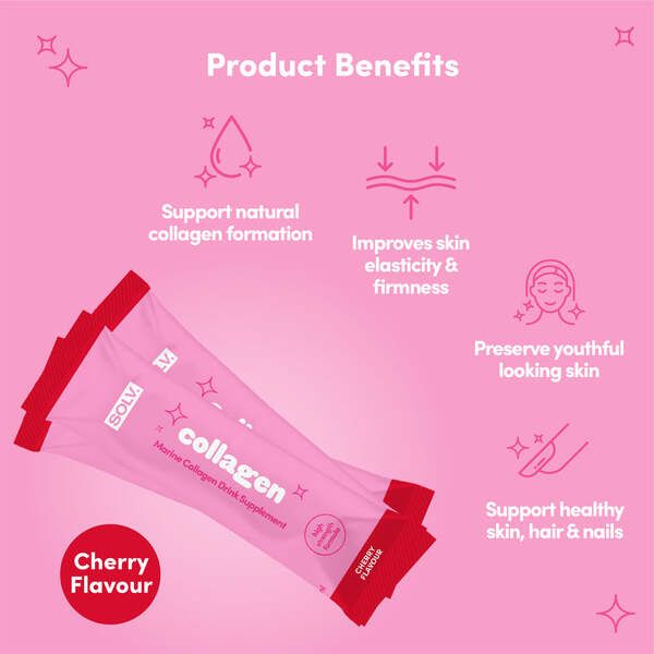 SOLV Blood Orange Liquid Marine Collagen Sachet 14 Pack