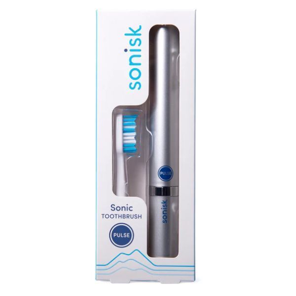 Sonisk Pulse Battery Powered Travelling Toothbrush Metallic Silver