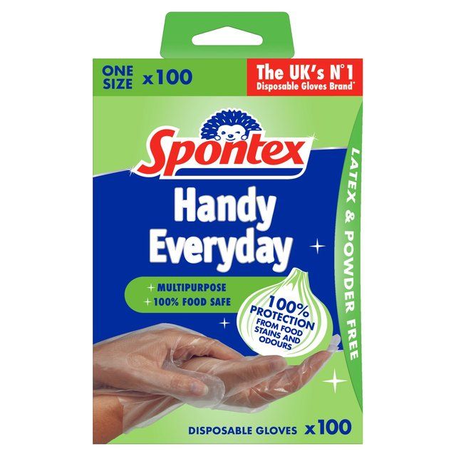 Spontex Handy Multi-Purpose Disposable Gloves Latex Free &amp;amp; Powder Free   100 per pack