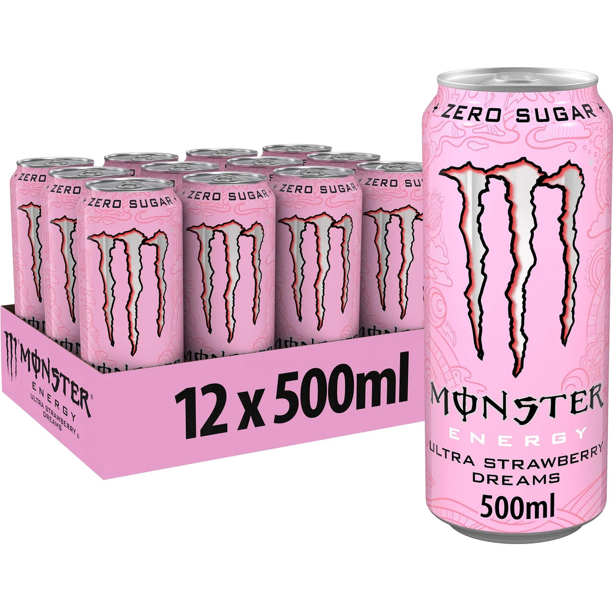 Monster energy drink Ultra Strawberry Dreams 12x500ml multipack, imported from the UK