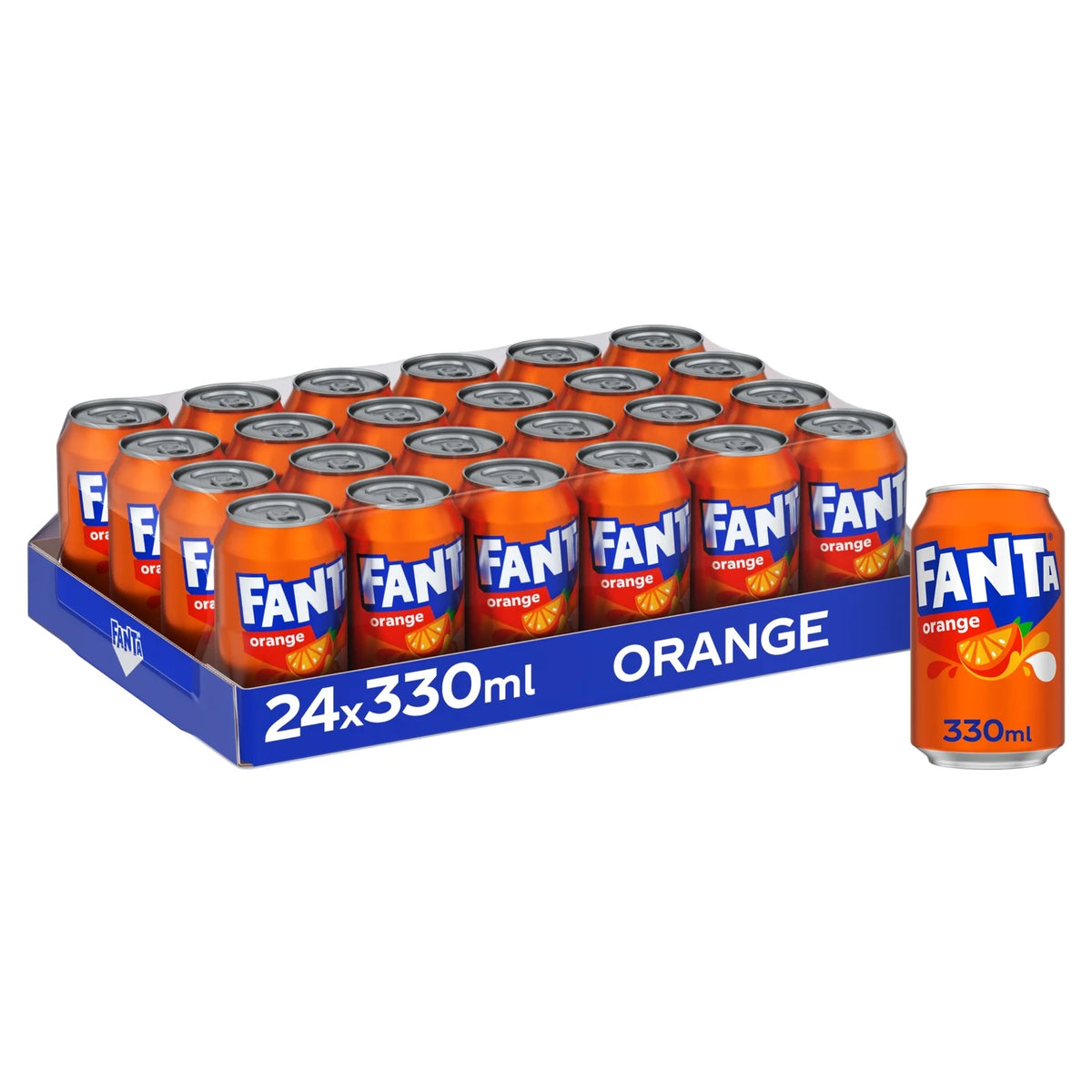 Fanta Orange soft drink 24 x 330ml cans - British product