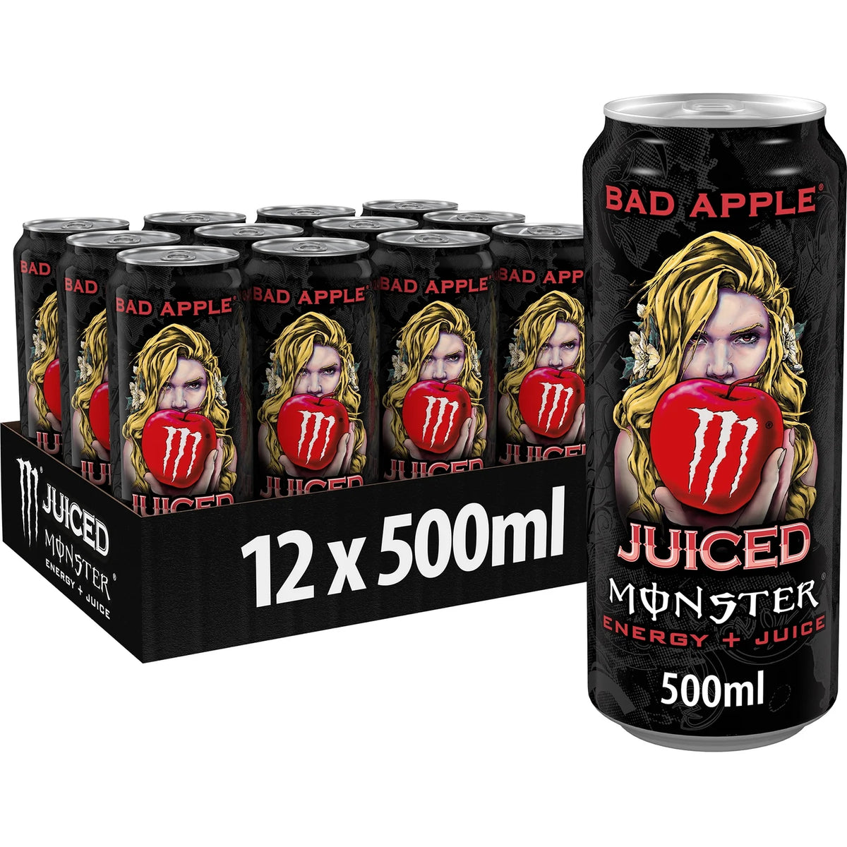 Monster Bad Apple energy drink 12 x 500ml cans, imported from the UK